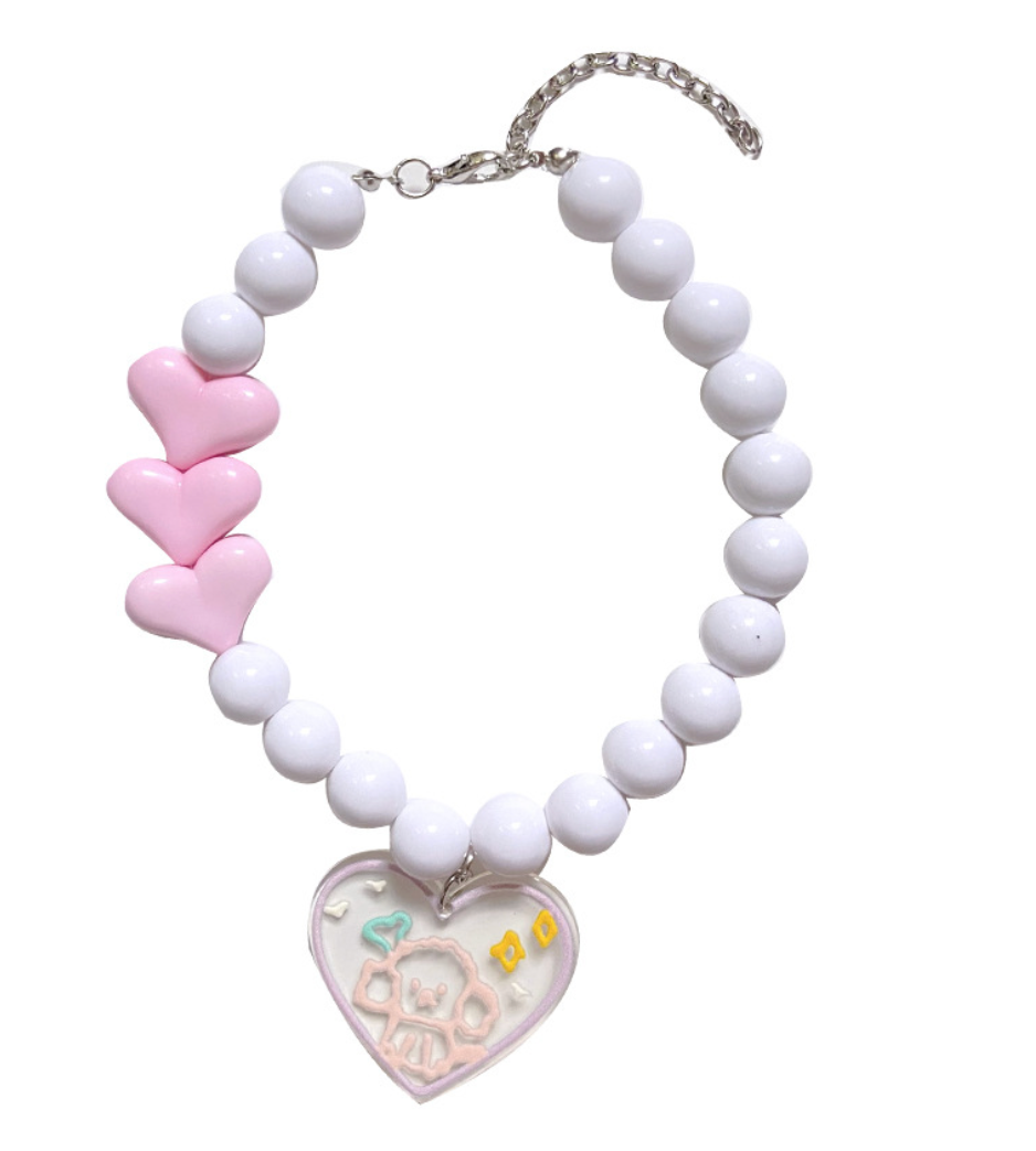 Kawaii pet collar beaded cat collar small dog necklace cute pet jewelry adjustable pet necklace handmade pet accessories aesthetic pet gift